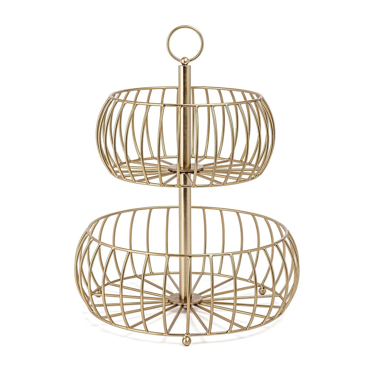 Over&back Two-Tier Golden Fruit Basket TS-01-GB Brushed Gold Metal