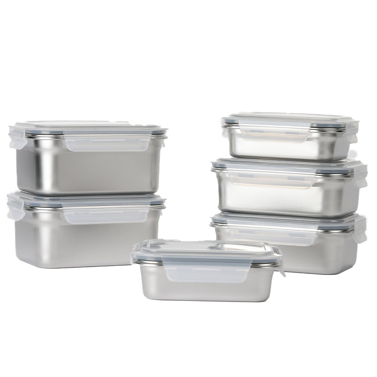 Neoflam 304 Stainless Steel Microwavable Containers 12-Piece Set Silver
