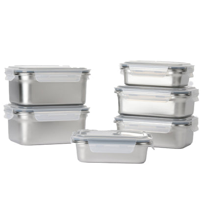 Neoflam 304 Stainless Steel Microwavable Containers 12-Piece Set Silver