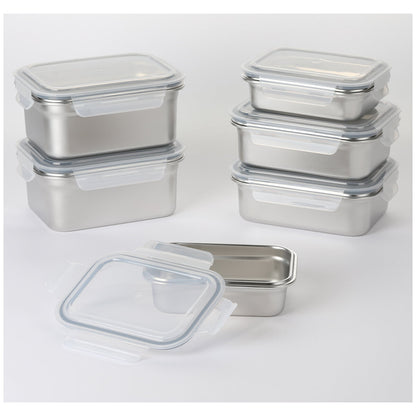 Neoflam 304 Stainless Steel Microwavable Containers 12-Piece Set Silver