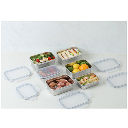 Neoflam 304 Stainless Steel Microwavable Containers 12-Piece Set Silver