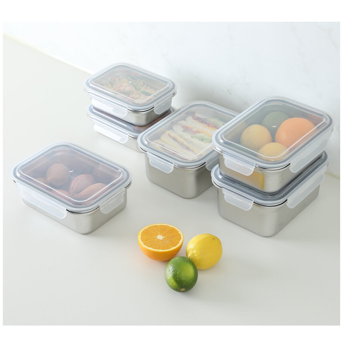 Neoflam 304 Stainless Steel Microwavable Containers 12-Piece Set Silver