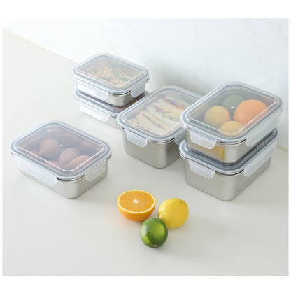 Neoflam 304 Stainless Steel Microwavable Containers 12-Piece Set Silver