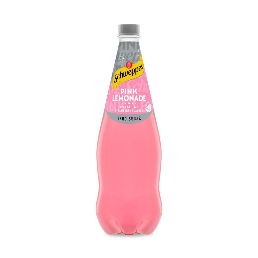 Schweppes Traditional Zero Sugar Pink Lemondade Soft Drink Bottle - 1.1L