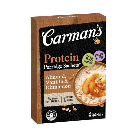 Carman's Porridge Sachets Protein Rich Almond Vanilla & Cinnamon 6 Pack - 270g