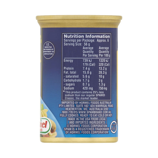 Spam Spiced Ham Less Salt - 340g
