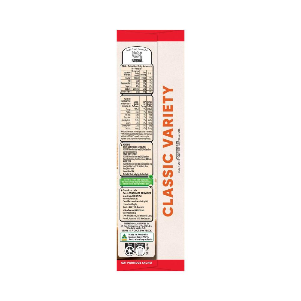 Une Tobys Oats Quick Sachets assic Variety - 350g