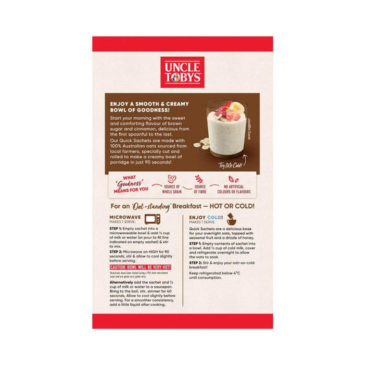 Une Tobys Oats Quick Sachets Brown Sugar & Cinnamon - 350g