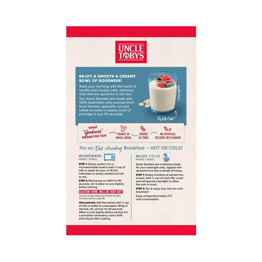 Une Tobys Oats Quick Sachets Creamy Vanilla - 350g