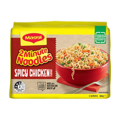 Maggi 2 Minute Instant Noodles Spicy Chicken Flavour 5 Pack - 380g