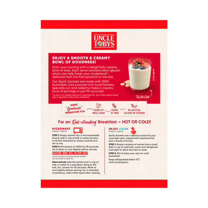 Une Tobys Oats Quick Sachets Breakfast Cereal Original - 680g