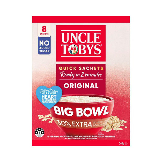 Une Tobys Oats Quick Sachets Breakfast Cereal Original Big Bowl - 368g