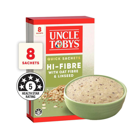 Une Tobys Oats Quick Sachets Breakfast Cereal Hi Fibre - 320g