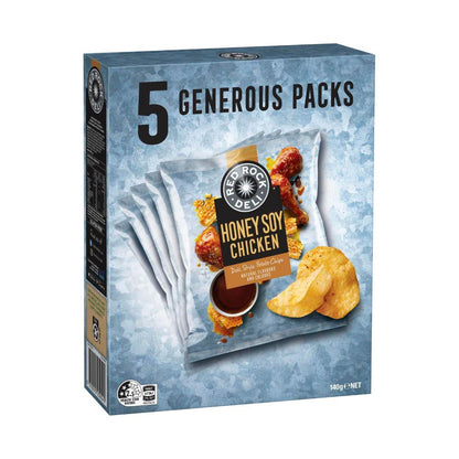 Red Rock Deli Potato Chips Lunchbox Snacks Multipack Honey Soy Chicken 5 Pack - 140g