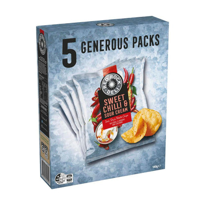 Red Rock Deli Potato Chips Lunchbox Snacks Multipack Sweet Chilli 5 Pack - 140g