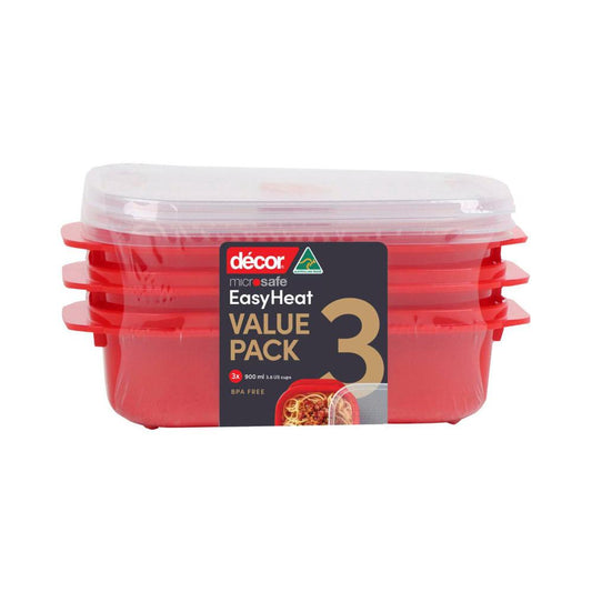 Decor Microsafe Easy Heat Containers 900ml - 3 pack