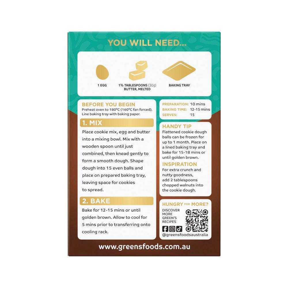 Green's Deluxe Choc Dark Chunk Cookie Mix - 400g