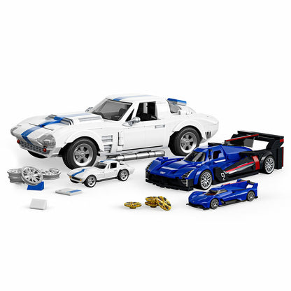 Mattel Brick Shop Hot Wheels Buildable Cars 1:32 Cadillac & 1:16 Corvette