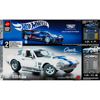 Mattel Brick Shop Hot Wheels Buildable Cars 1:32 Cadillac & 1:16 Corvette