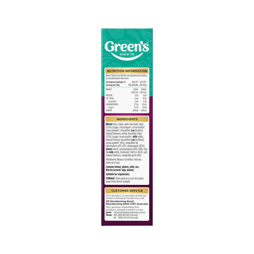 Green's Deluxe Triple Choc Muffin Mix - 425g