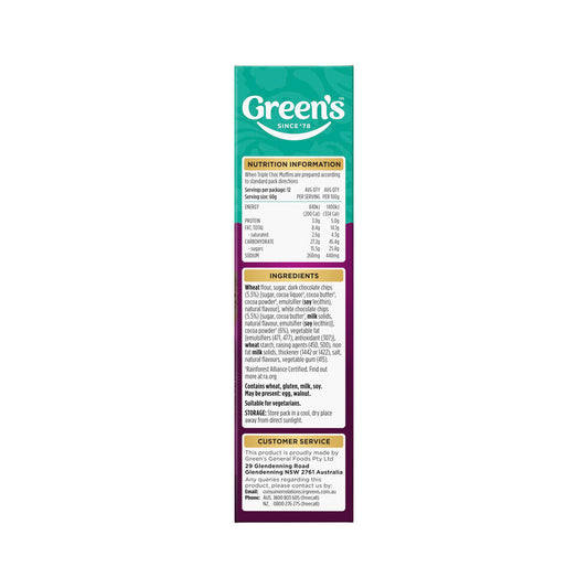 Green's Deluxe Triple Choc Muffin Mix - 425g