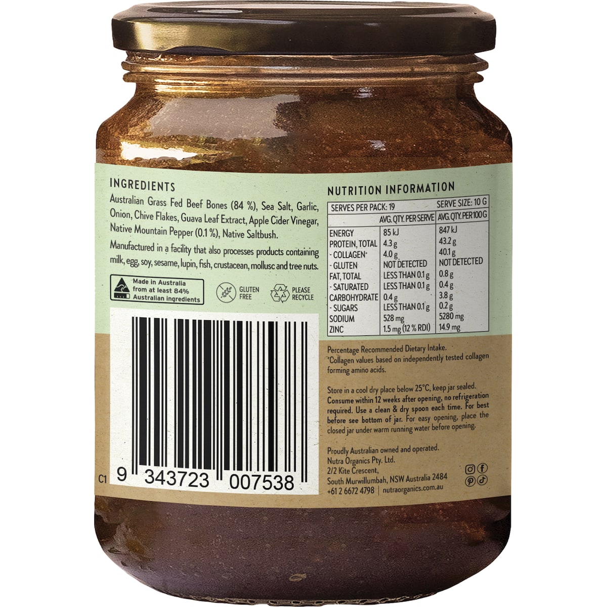 Nutra Naturals Beef Bone Broth Native Herbs 190g