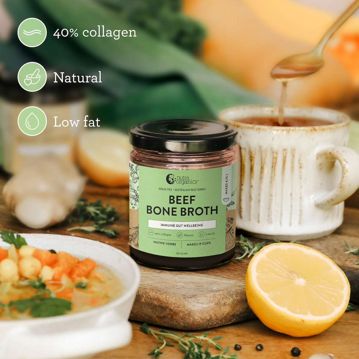 Nutra Naturals Beef Bone Broth Native Herbs 190g