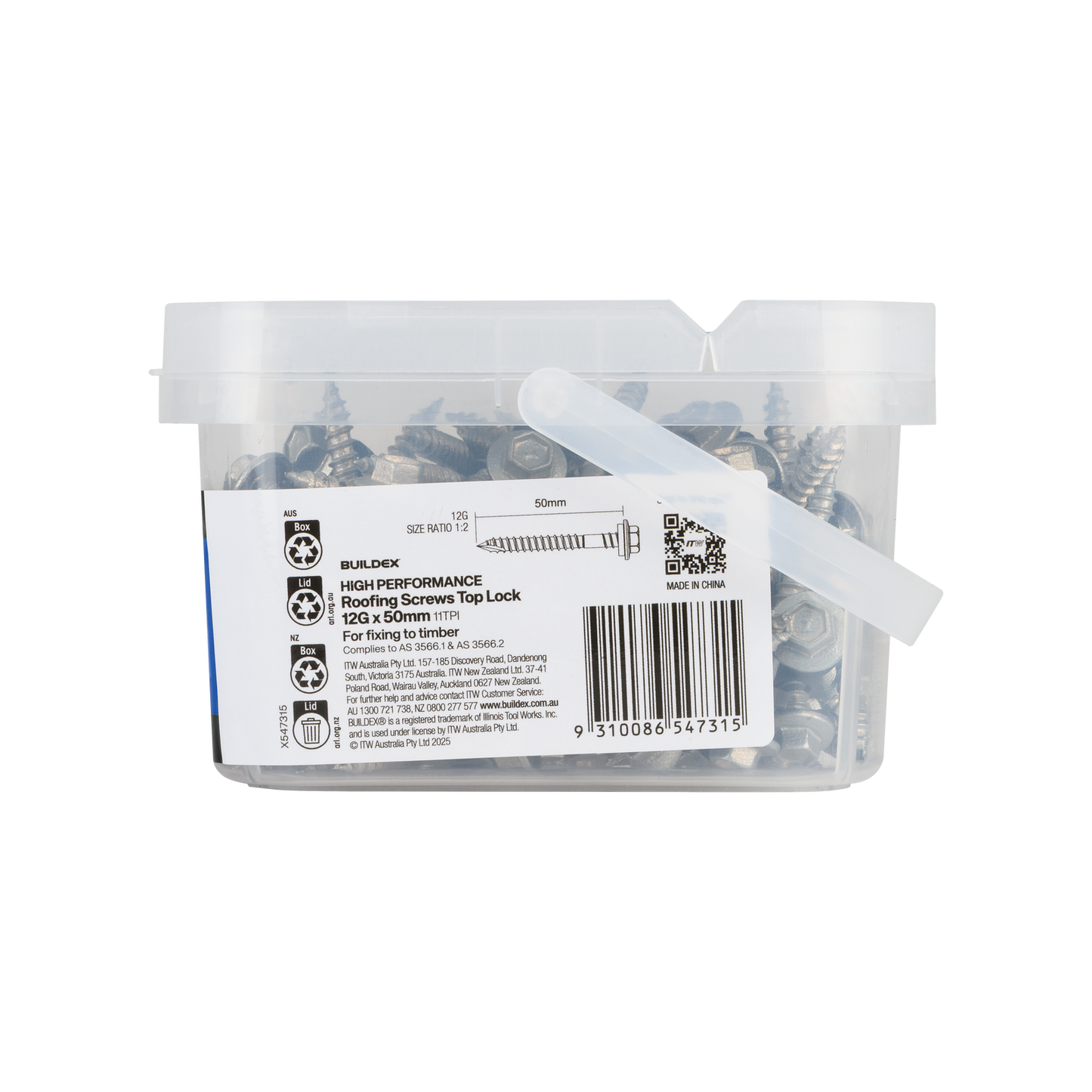 Buildex Roofing Screws - 12g x 50mm - 100 Pack