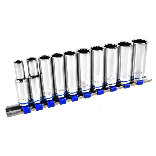 Trojan Deep Socket Rail Set - 3/8" Drive - 8-19mm - 10 Piece