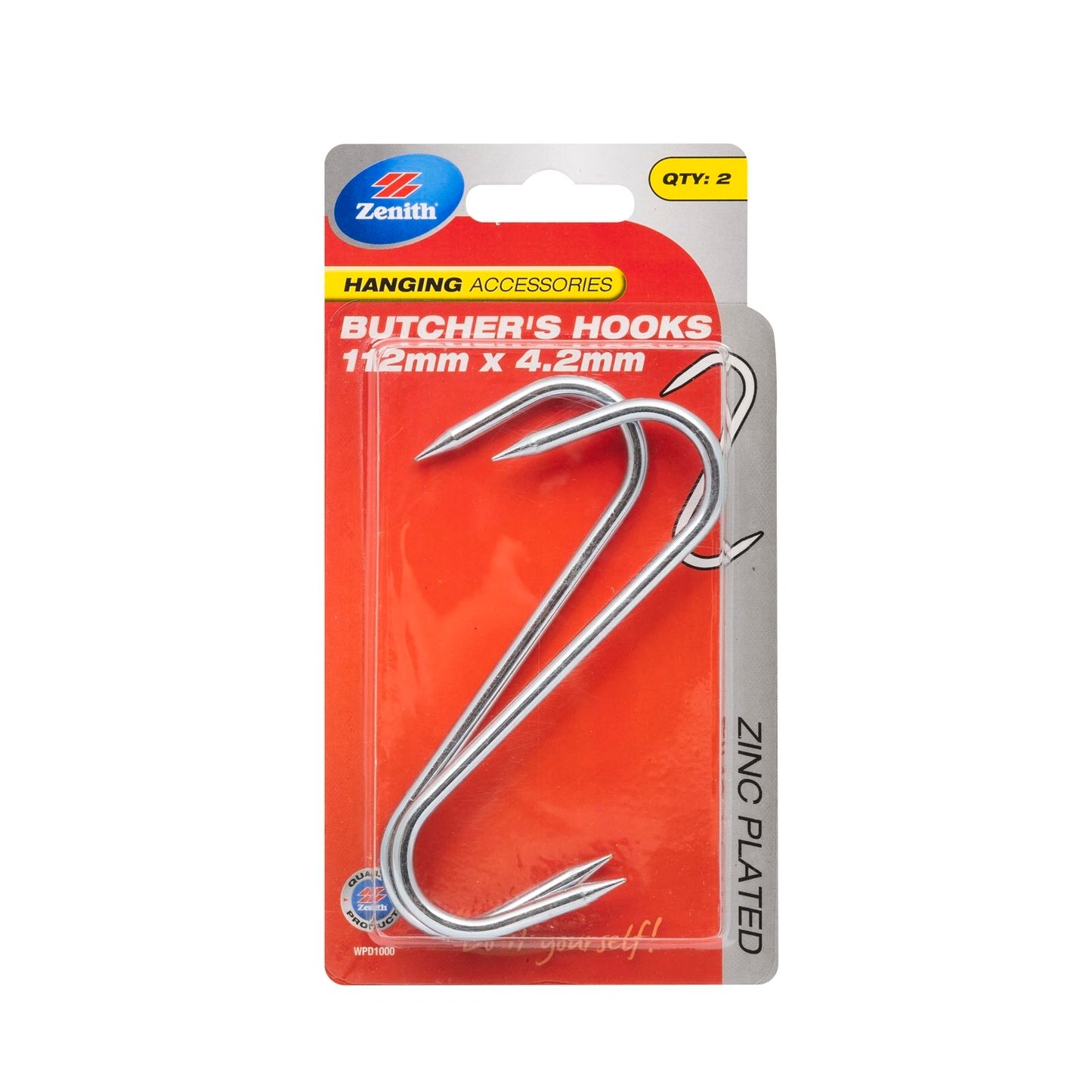Zenith Small Butcher S Hook - 112 x 4.2mm - 2 Pack