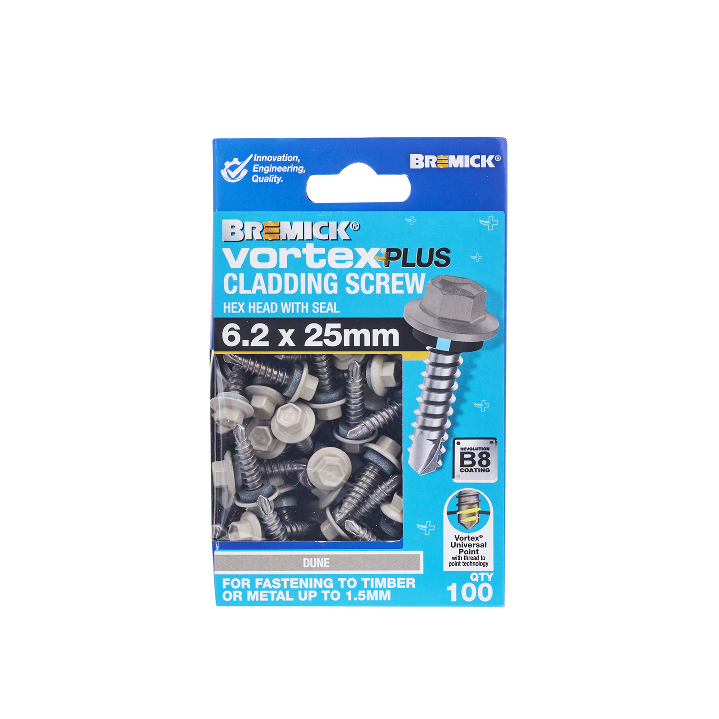 Bremick Vortex Plus Cladding Screw - 6.2 x 25mm - 100 Pack