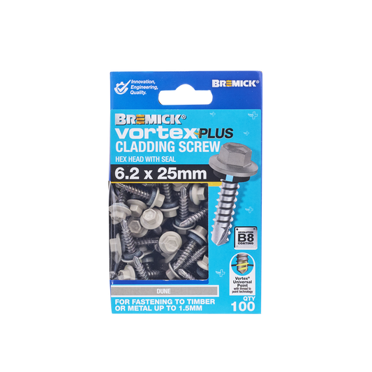 Bremick Vortex Plus Cladding Screw - 6.2 x 25mm - 100 Pack