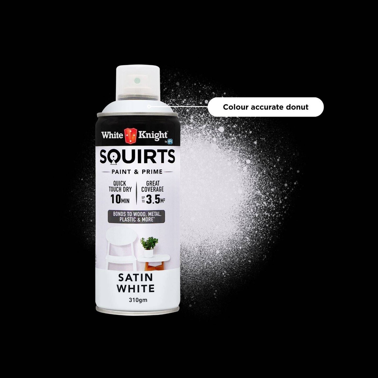 White Knight Squirts White Satin Spray Paint - 310g