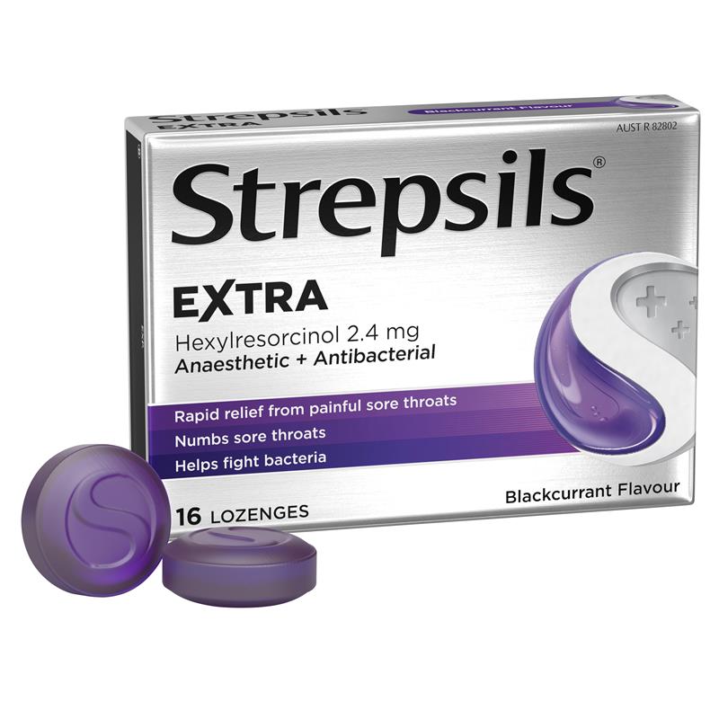 Strepsils Extra Blackcurrant Sore Throat Lozenges - 16 Pack