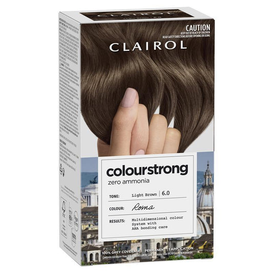 Clairol Colour Strong Kit 6.0 Light Brown - Ammonia-Free Hair Color