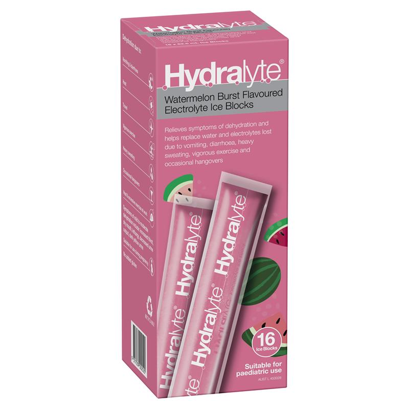 Hydralyte Electrolyte Ice Blocks - Watermelon (16 Pack)