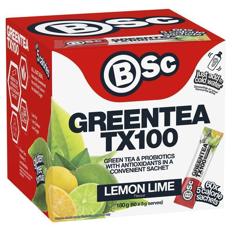 BSc Green Tea TX100 Lemon Lime 60 x 3g Serv