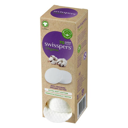 Swisspers Organic Round Cotton Pads Eco Dispenser 70 Pack - Gentle and Eco-Friendly