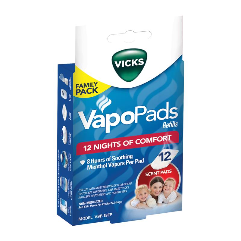 Vicks VapoPads Refills Family Pack - 12 Scent Pads for Ultimate Comfort