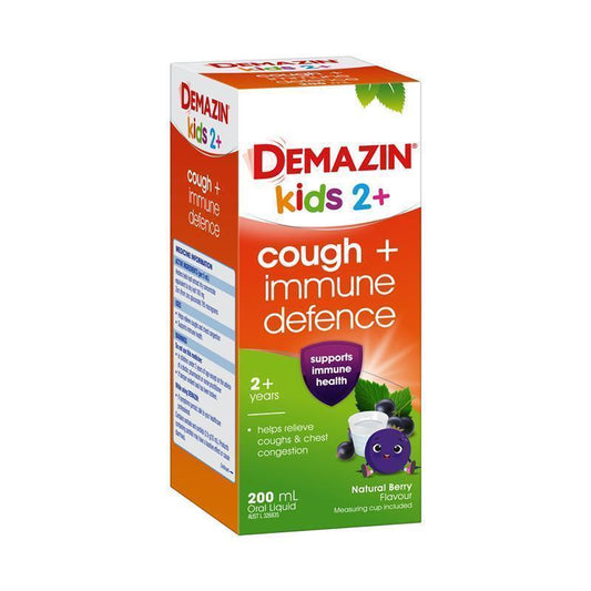 Demazin Kids 2+ Cough + Immune Defence 200ml - Natural Berry Flavor