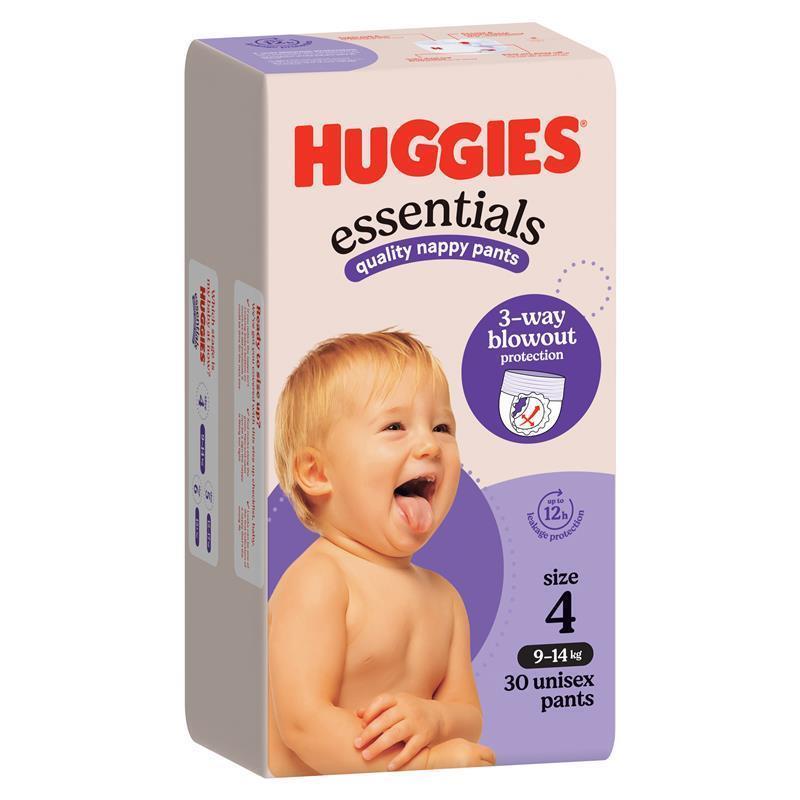 Huggies Essentials Nappy Pants  Size 4 9-14kg 30 Pack