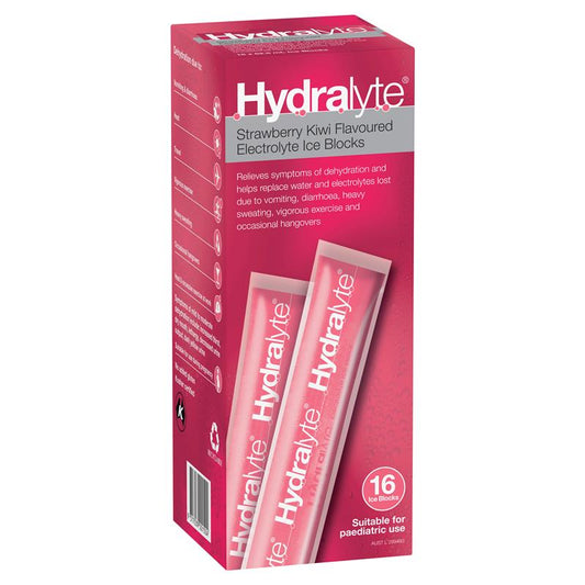 Hydralyte Electrolyte Ice Blocks Strawberry Kiwi 16 - Refreshing Hydration on the Go