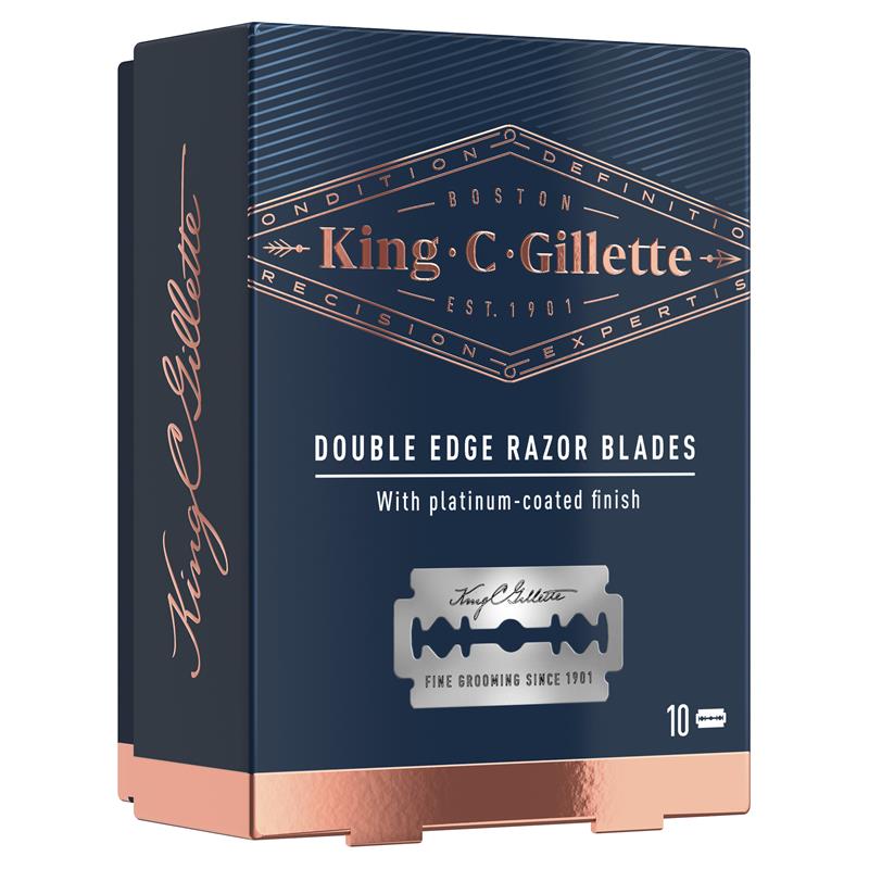 King C Gillette Platinum Stainless Steel Safety Razor Blades - 10 Blades