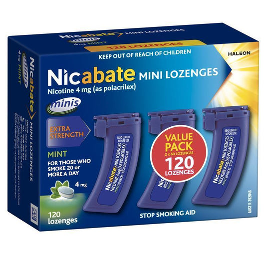 Nicabate Mini Lozenges 4mg - 120 Count for Quick Craving Relief
