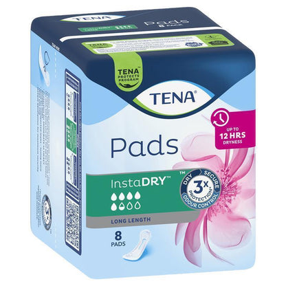 TENA InstaDRY™ Long Length Incontinence Pads, 8-Pads– Fast Absorbing Protection