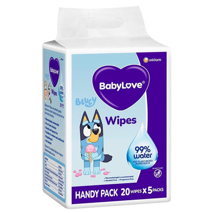 Babylove Water Wipes Travel Pack (20 X 5) 100 Pack