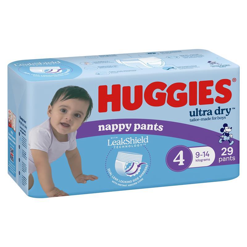 Huggies Ultra Dry Nappy Pants Size 4 9-14kg Boy 29 Pack