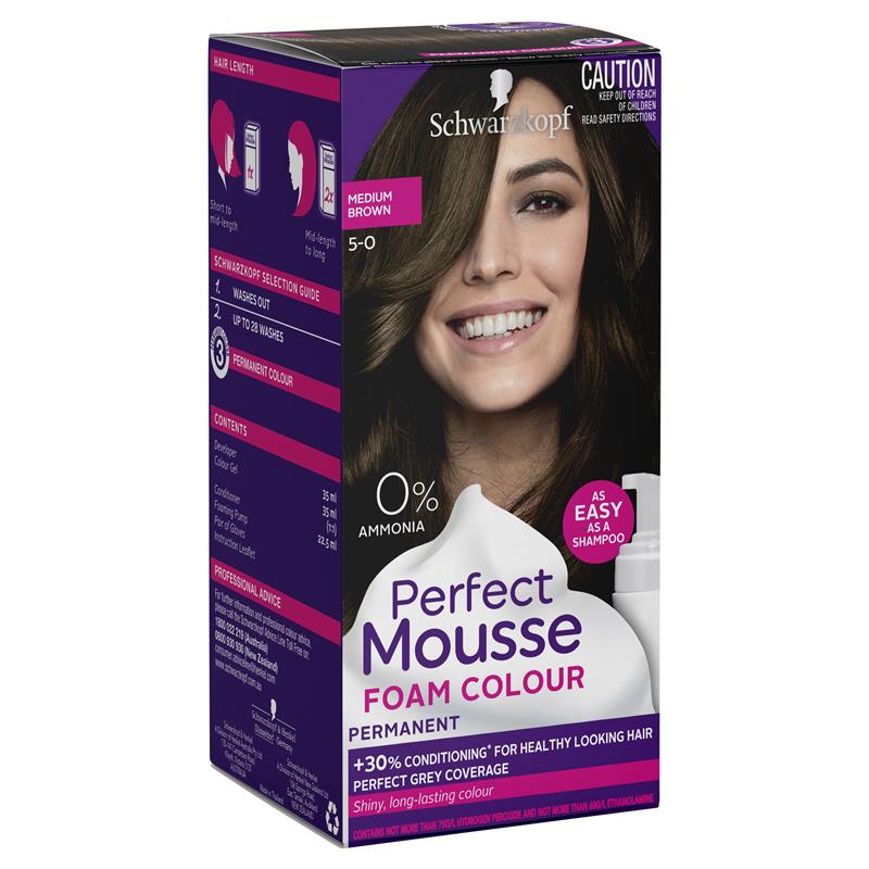 Schwarzkopf Perfect Mousse 5-0 Medium Brown - Long-Lasting Hair Color
