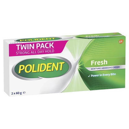 Polident Denture Adhesive Cream - Fresh Mint (2x60g Pack Exclusive Size)