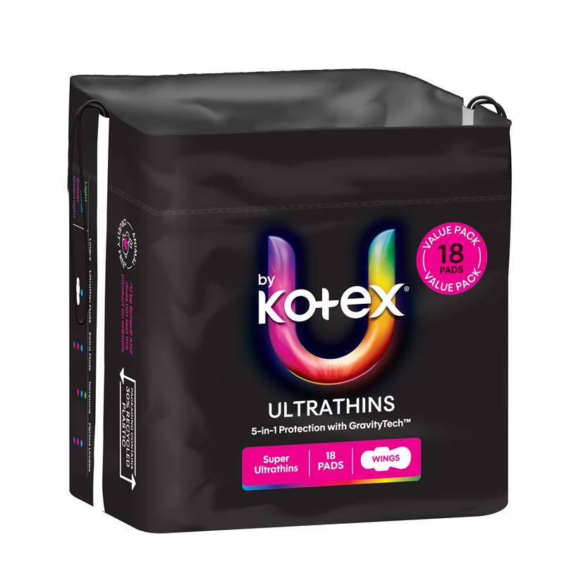 U By Kotex Ultrathin Super Wing Bulk Pack 18